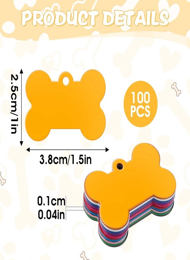 MBAIYO 100 Pcs Blank Dog Pet Tags for Engraving, 38mm Aluminum Bone Shape Name Tag Colorful Double Sided Dog Tag Dog Cat Phone Number Tag Pendants ID Tag Charm for Pet - Image 5